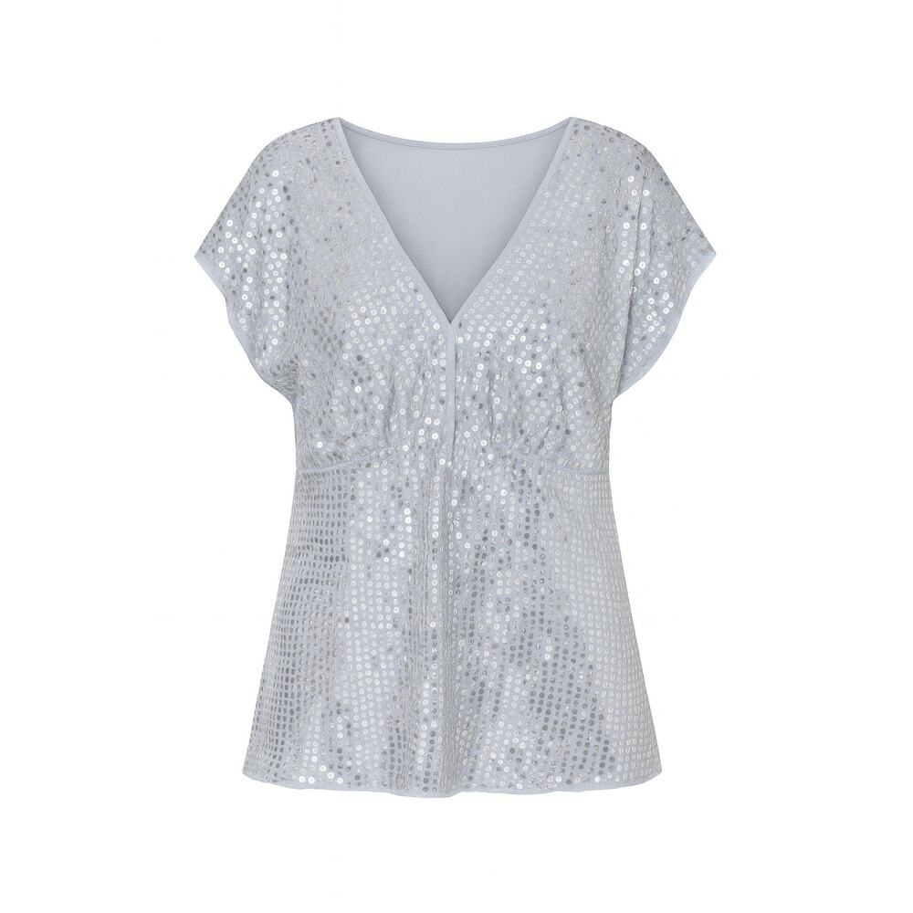 Lane Bryant Silver Metallic Sequin Party all Night Top Size 14/16 New With Tags